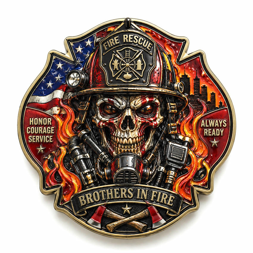 Double-Sided 3D Firefighter Challenge Coin Custom double-sided 3D firefighter challenge coin with deep zinc alloy relief and full color printing